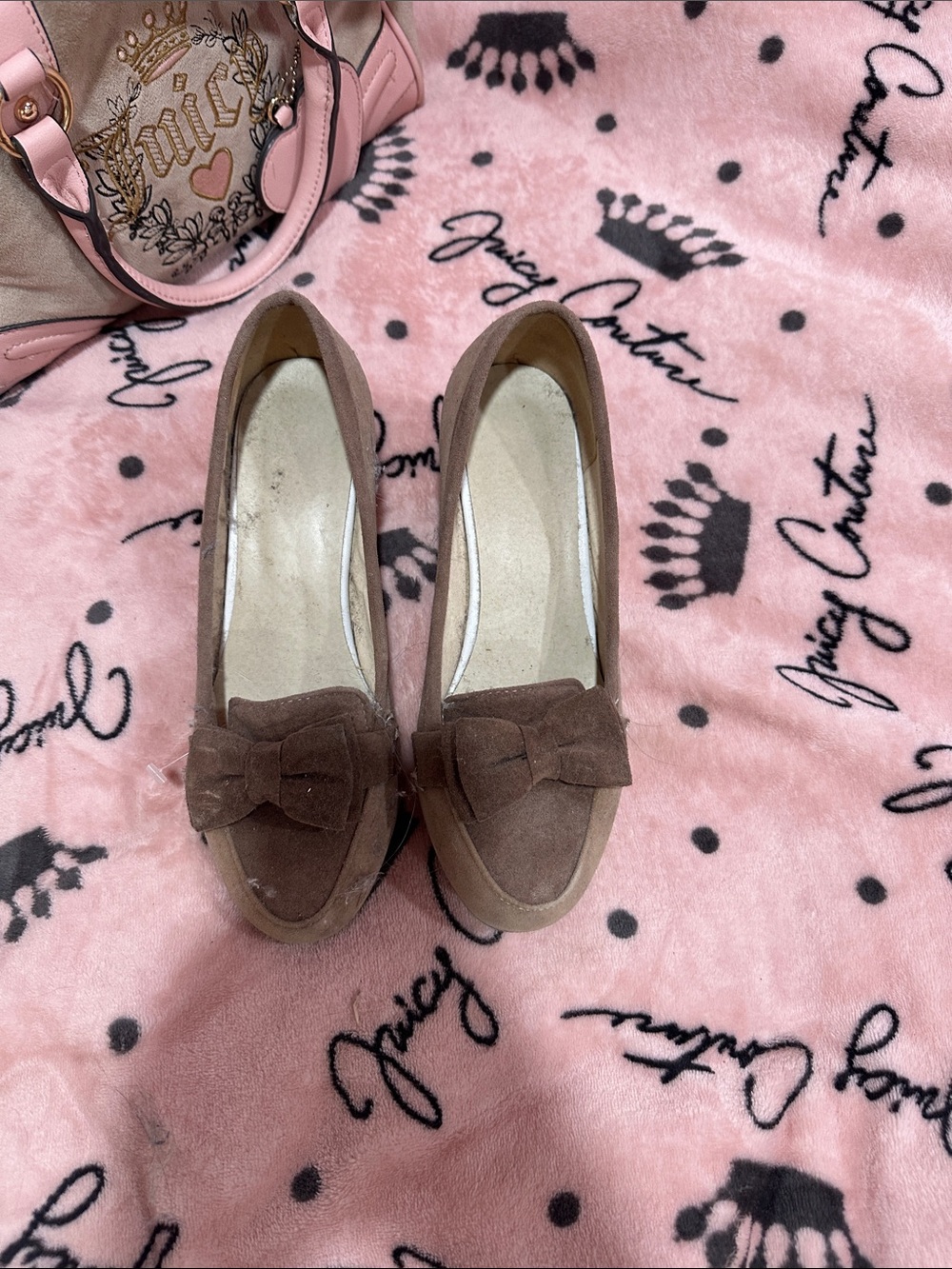Women’s Brown chunky heels with brown bows vintage 2008